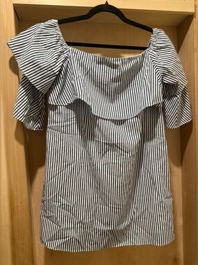 Urban Outfitters Cooperative White and Light Blue Striped Dress Size Medium